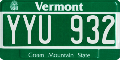VT license plate YYU932