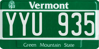 VT license plate YYU935