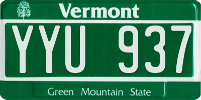 VT license plate YYU937