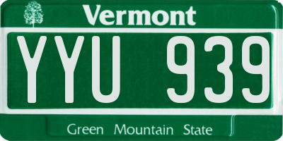 VT license plate YYU939