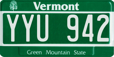VT license plate YYU942