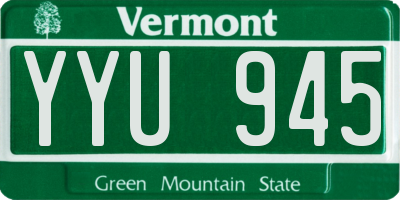 VT license plate YYU945