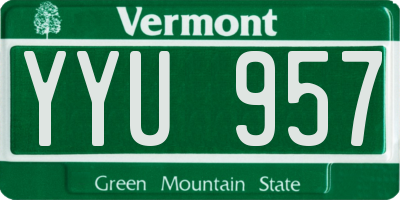 VT license plate YYU957