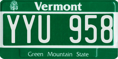 VT license plate YYU958