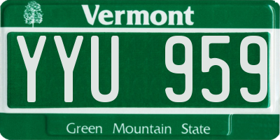 VT license plate YYU959