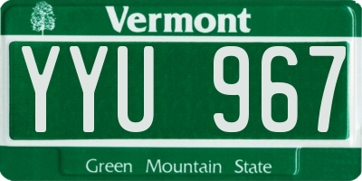 VT license plate YYU967