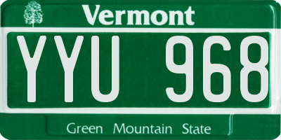 VT license plate YYU968