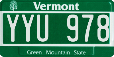 VT license plate YYU978