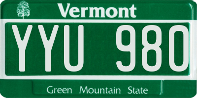 VT license plate YYU980