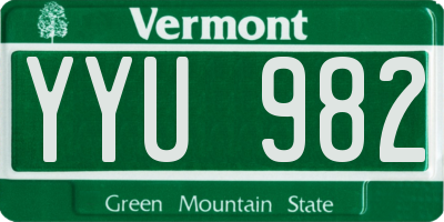 VT license plate YYU982