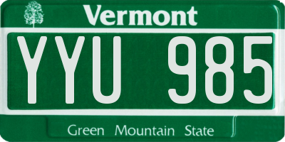 VT license plate YYU985