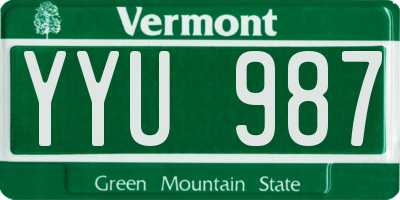 VT license plate YYU987
