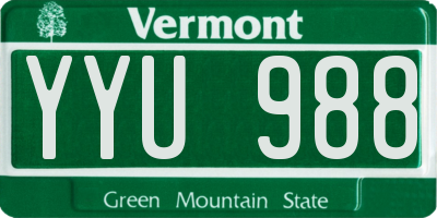 VT license plate YYU988