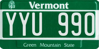 VT license plate YYU990