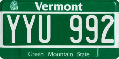 VT license plate YYU992