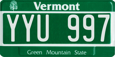 VT license plate YYU997