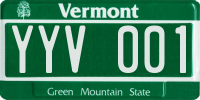 VT license plate YYV001