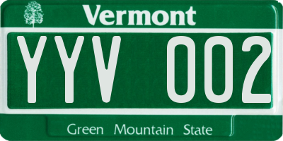 VT license plate YYV002