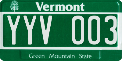 VT license plate YYV003