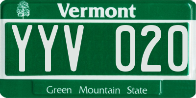 VT license plate YYV020