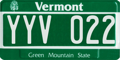 VT license plate YYV022