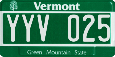 VT license plate YYV025