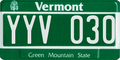 VT license plate YYV030