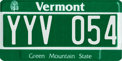 VT license plate YYV054