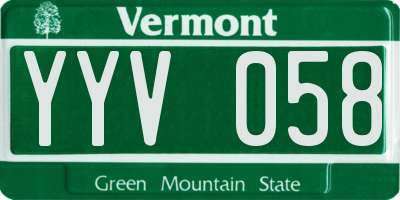 VT license plate YYV058