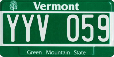 VT license plate YYV059
