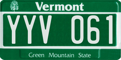 VT license plate YYV061