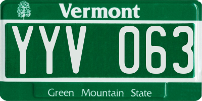 VT license plate YYV063
