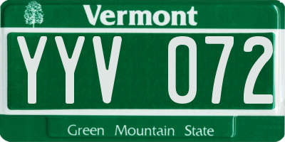 VT license plate YYV072