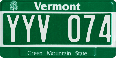 VT license plate YYV074