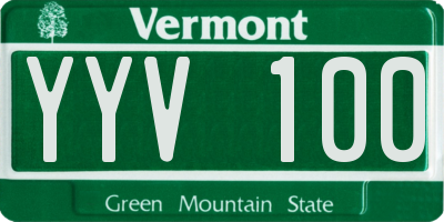 VT license plate YYV100