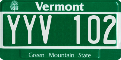 VT license plate YYV102