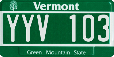 VT license plate YYV103