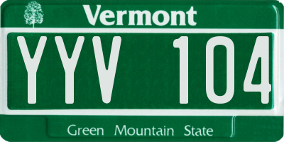 VT license plate YYV104