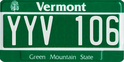VT license plate YYV106