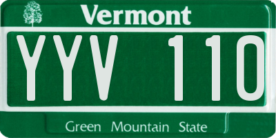 VT license plate YYV110