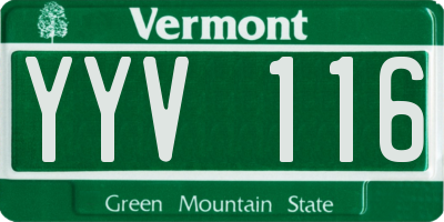 VT license plate YYV116