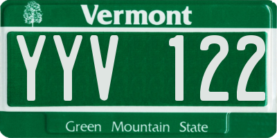 VT license plate YYV122