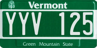 VT license plate YYV125