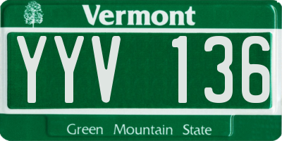 VT license plate YYV136
