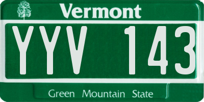VT license plate YYV143
