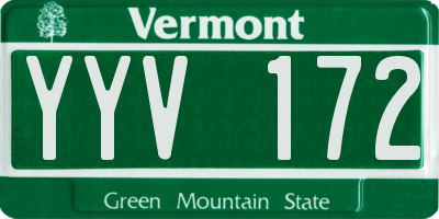 VT license plate YYV172