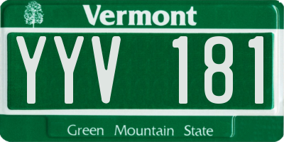 VT license plate YYV181