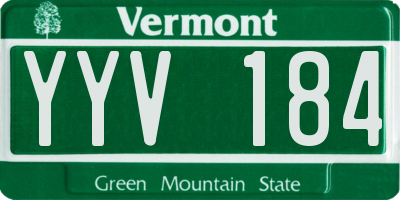 VT license plate YYV184