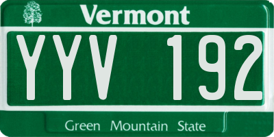 VT license plate YYV192