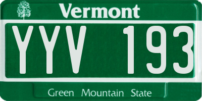 VT license plate YYV193